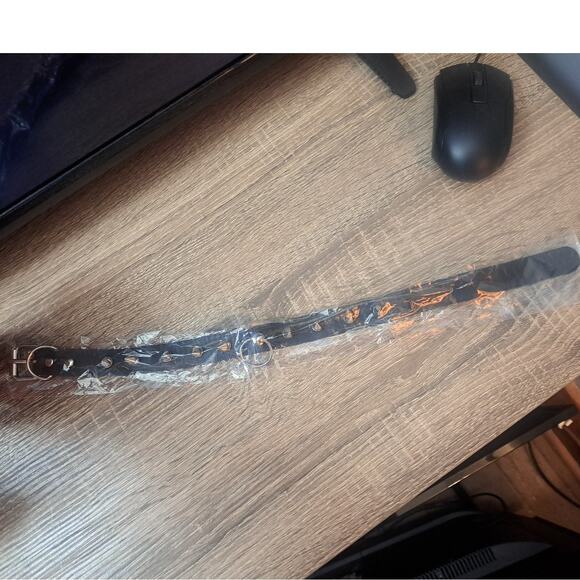 Punk Rocker Black Studded Spike Neck Choker Collar with Small Center Ring Detail - Picture 3 of 7